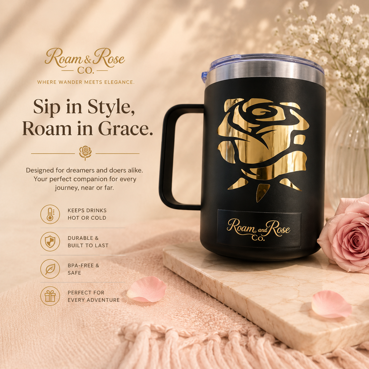Roam and Rose Co. high quality mug