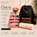 Black casual multi-pocket bag